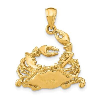 Polished Blue Crab Charm 14k Gold 2-D K8057, MPN: K8057, 637218060139