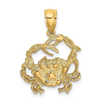 Textured Crab Charm 14k Gold 2-D K7627, MPN: K7627, 637218011674