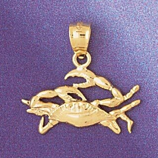 Dazzlers Jewelry Cancer Crab Zodiac Pendant Necklace Charm Bracelet in Yellow, White or Rose Gold 9…