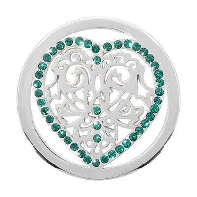 Nikki Lissoni Green Heart Silver Plated 33mm Coin C1129SM, MPN: C1129SM, 8718627462713