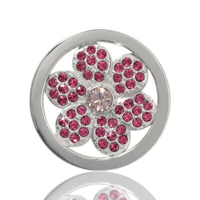Nikki Lissoni Pink Flower Silver Plated 23mm Coin C1074SS, MPN: C1074SS, 8718627462003
