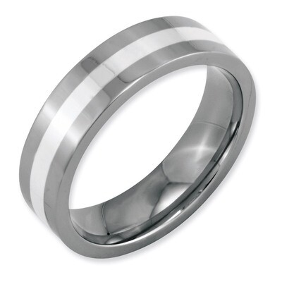 Sterling Silver Inlay Flat 6mm Polished Band - Stainless Steel SR119 by Chisel, MPN: SR119, 8867744…