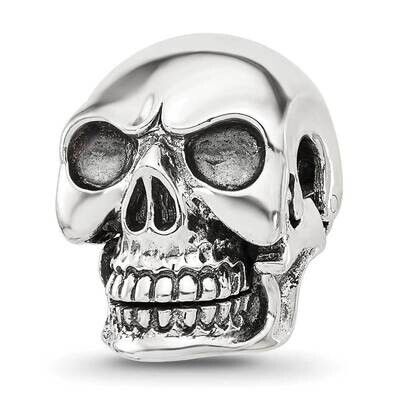Antiqued Skull Hinged Bead Sterling Silver QRS4331, MPN: QRS4331,
