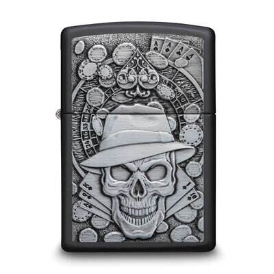 Zippo Black Matte Gambling Skull Lighter GM25906, MPN: GM25906, 191693146233