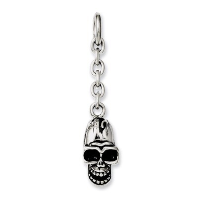Skull Interchangeable Charm Pendant - Stainless Steel SRCH233 by Chisel, MPN: SRCH233,