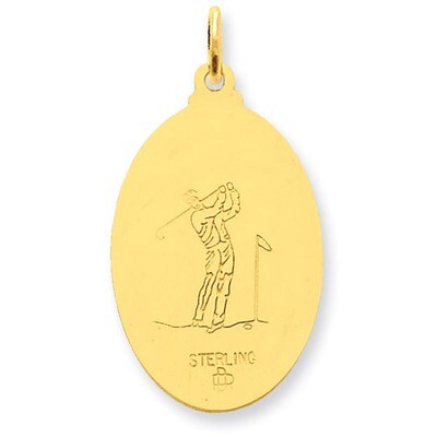 24k Gold-plated Saint Christopher Golf Medal Sterling Silver QC5632