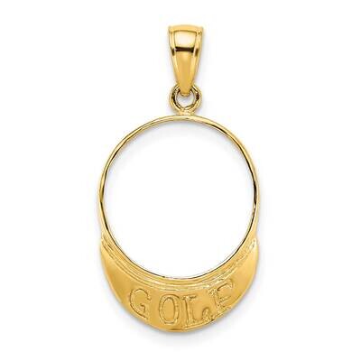 3-Dimensoinal Golf Visor Charm 14k Gold Solid Polished C2619, MPN: C2619, 637218041961