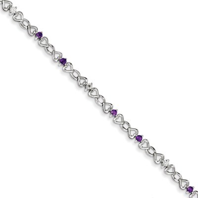 Amethyst &amp; Diamond Bracelet Sterling Silver QX849AM, MPN: QX849AM, 883957368832