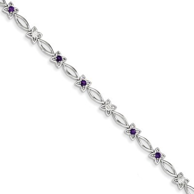 Amethyst &amp; Diamond Bracelet Sterling Silver QX847AM, MPN: QX847AM, 883957368825