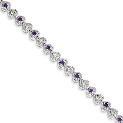 Amethyst Diamond Bracelet Sterling Silver QX832AM, MPN: QX832AM, 883957483450
