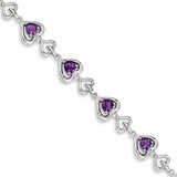 Heart Link Amethyst Bracelet Diamond Sterling Silver QX826AM, MPN: QX826AM, 883957467115