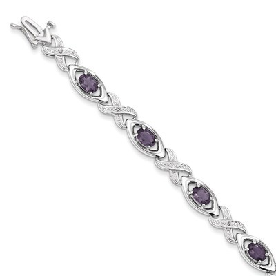 Amethyst Bracelet Sterling Silver with Diamonds QX820AM, MPN: QX820AM, 886774277769