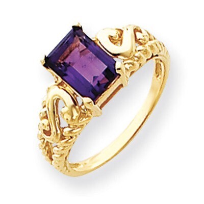8x6mm Emerald Cut Amethyst ring 14k Gold Y4677AM, MPN: Y4677AM, 883957585475