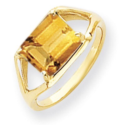 9x7mm Emerald Cut Citrine Ring 14k Gold Y4538CI, MPN: Y4538CI, 883957440064