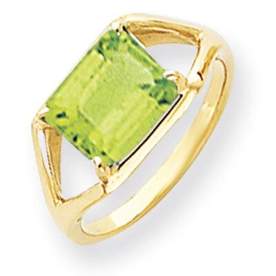 9x7mm Emerald Cut Peridot Ring 14k Gold Y4538PE, MPN: Y4538PE, 883957440101