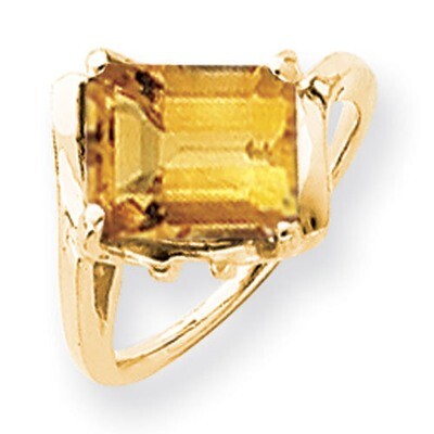 10x8mm Emerald Cut Citrine Ring 14k Gold Y4537CI, MPN: Y4537CI, 883957436890