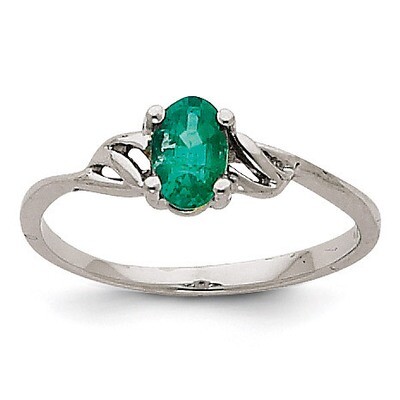 Emerald Birthstone Ring 14k White Gold XBR146, MPN: XBR146, 883957413310