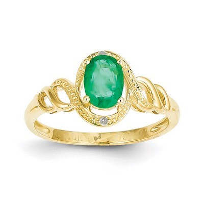 Genuine Emerald Diamond Ring 10k Gold 10XB302, MPN: 10XB302, 883957430270