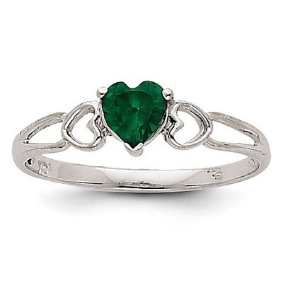 Emerald Birthstone Ring 14k White Gold XBR170, MPN: XBR170, 883957444734