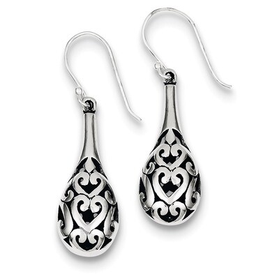 Fancy Dangle Earrings Antiqued Sterling Silver QE1931, MPN: QE1931, 883957923215