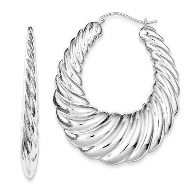 Fancy Hoop Earrings Sterling Silver Rhodium-plated QE4721, MPN: QE4721, 883957933245