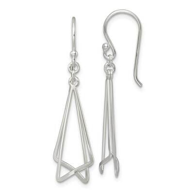 Fancy Triangle Dangle Earrings Sterling Silver Polished QE16092, MPN: QE16092, 196904150245