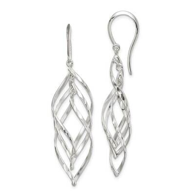 Fancy Diamond-cut Dangle Earrings Sterling Silver QE14807, MPN: QE14807, 883957156965