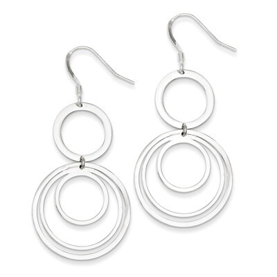 Circle Fancy Dangle Earrings Sterling Silver Polished QE7092, MPN: QE7092, 886774749563