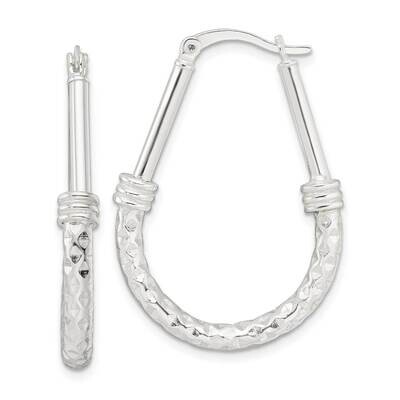 Fancy Oval Hoop Earrings Sterling Silver Polished QE15910, MPN: QE15910, 196904153192