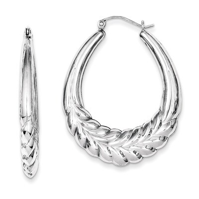 Fancy Oval Hoop Earrings Sterling Silver Rhodium-plated QE4676, MPN: QE4676, 883957718828