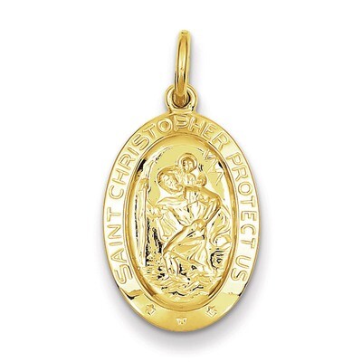 Saint Christopher Medal 24k Gold-plated Sterling Silver QC5625, MPN: QC5625, 191101183522
