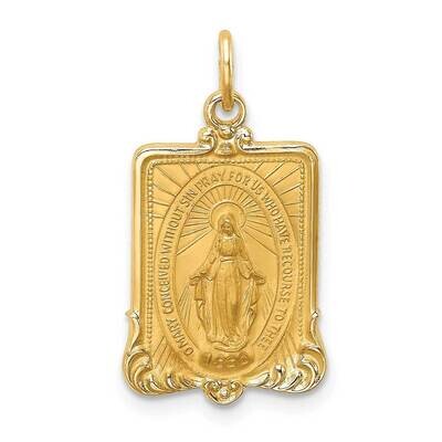 Medium Rectangle Framed Miraculous Medal 14k Gold Solid Polished Satin XR1746, MPN: XR1746, 8839577…