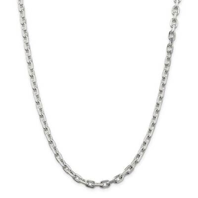 5.4mm Beveled Oval Cable Chain 22 Inch Sterling Silver QCA170-22, MPN: QCA170-22,
