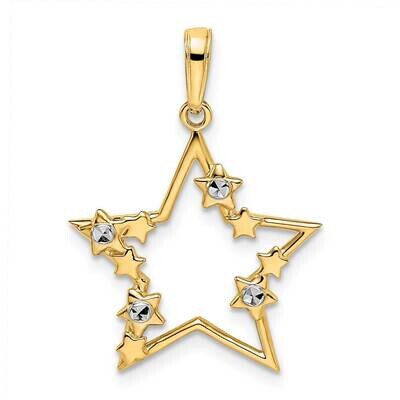 Stars Pendant 14k Gold &amp; White Rhodium Diamond-Cut M2978, MPN: M2978, 196904073117