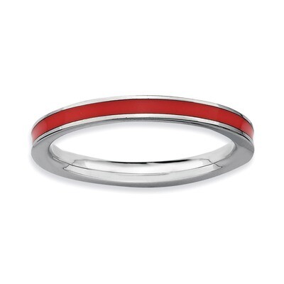 Red Enameled 2.25mm Ring - Sterling Silver QSK143, MPN: QSK143, 886774211367