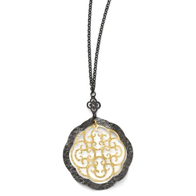 Leslie&#39;s Sterling Silver/Rhodium/Gold-tone 14k Flash Necklace - Sterling Silver HB-QLF149-18, MPN: …