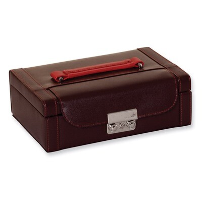 Burgundy with Red Stitching Rectangle Jewelry Case GP9383