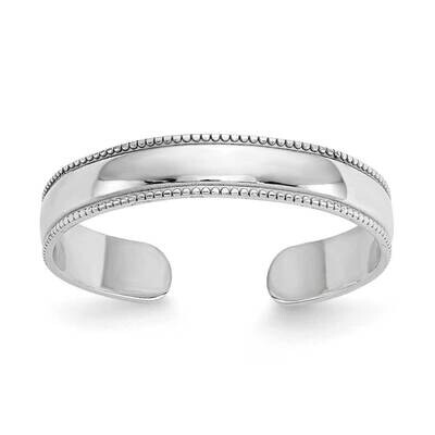 Mill Grain Adjustable Toe Ring 10k White Gold 10K5111, MPN: 10K5111, 191101726125