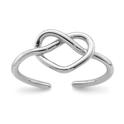 Polished Heart Knot Toe Ring Sterling Silver Rhodium-plated QR7165, MPN: QR7165, 886774100821
