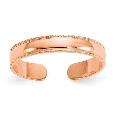 Mill Grain Adjustable Toe Ring 14k Rose Gold D3075R, MPN: D3075R, 196904064214