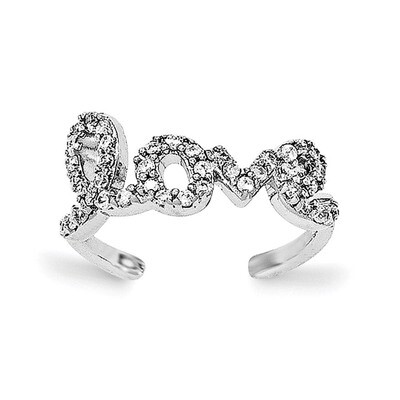 CZ Diamond Love Toe Ring Sterling Silver Rhodium-plated QR6048, MPN: QR6048, 883957605821
