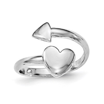Heart with Arrow Toe Ring Sterling Silver Rhodium-plated QR6046, MPN: QR6046, 883957567013