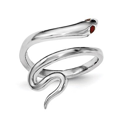 Snake with Synthetic Ruby Toe Ring Sterling Silver Rhodium-plated QR6044, MPN: QR6044, 883957566993