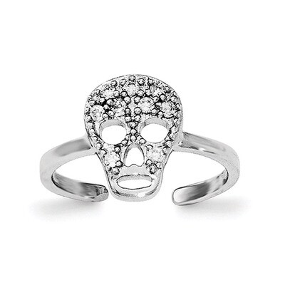 CZ Diamond Skull Toe Ring Sterling Silver Rhodium-plated QR6042, MPN: QR6042, 883957566986