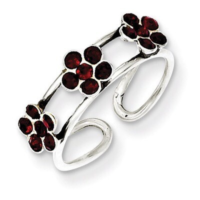Stellux Crystal Floral Toe Ring Sterling Silver QR833, MPN: QR833, 883957253886