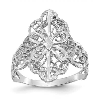 Diamond Cut Filigree Ring 14k White Gold K3880W, MPN: K3880W, 196904061121