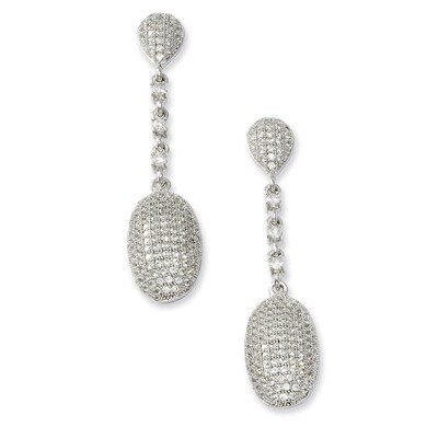 CZ Brilliant Embers Polished Dangle Post Earrings Sterling Silver QMP112