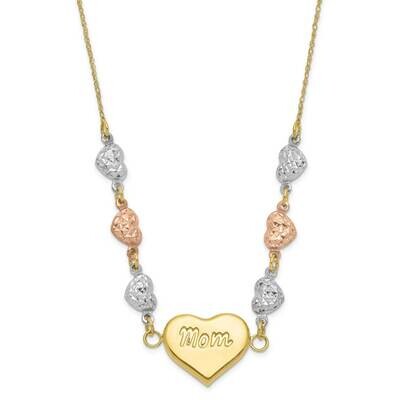14k Gold ROPA CHAIN with TRI-COLOR HEART LINKS CMEI18102-18