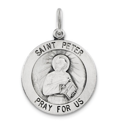 Saint Peter Medal Antiqued Sterling Silver QC5753, MPN: QC5753, 191101184086