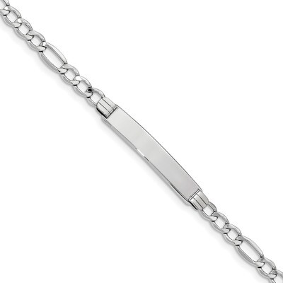 7 Inch Polished ID with Semi-Solid Figaro Bracelet 14k white Gold DCID135W-7, MPN: DCID135W-7, 8839…